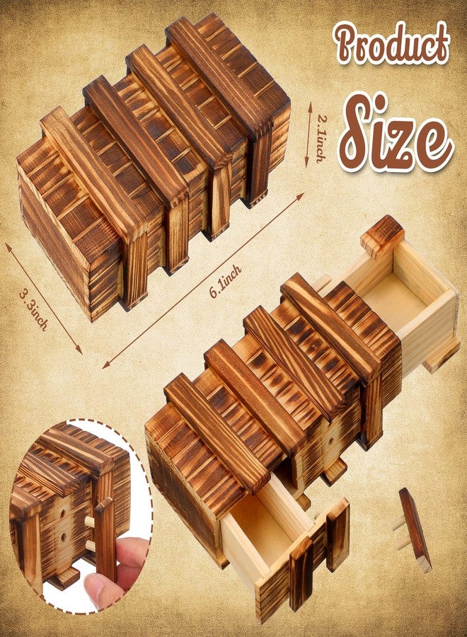 Yilloog 10 Pcs Secret Puzzle Box Brain Teaser Wooden Box with Compartments Secret Puzzle Drawer Money Box Magic Drawers Birthday Gift for Adults and Teens - Image 2